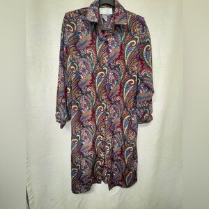 Vintage 70s Schrader Paisley Shirt Dress Woman’s Size 8